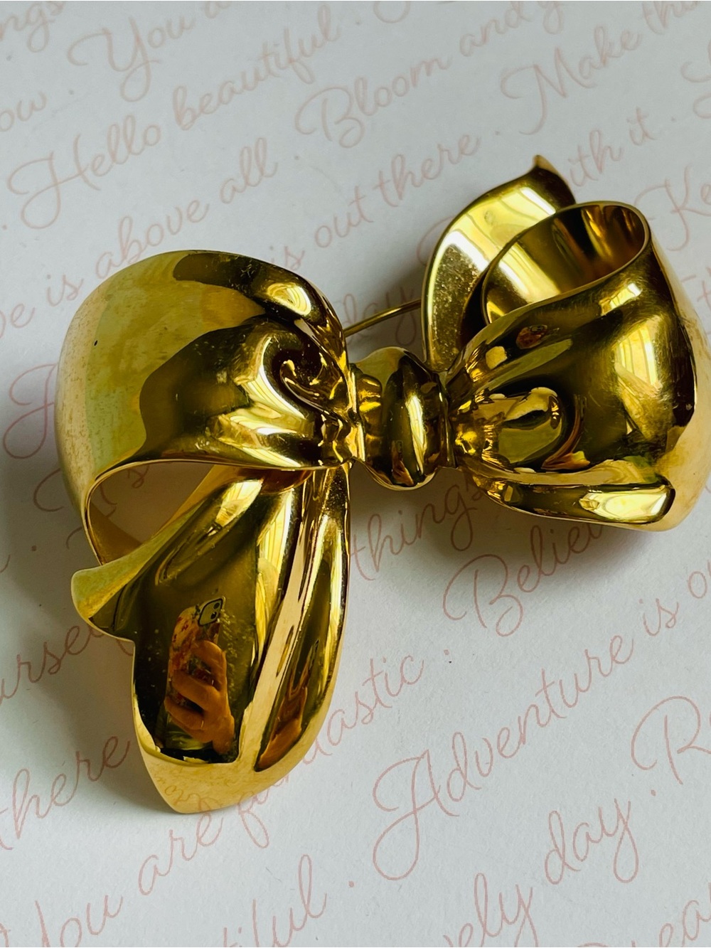 Monet Vintage Gold-tone Sculptured Chunky Bow Statement Brooch 3.5"